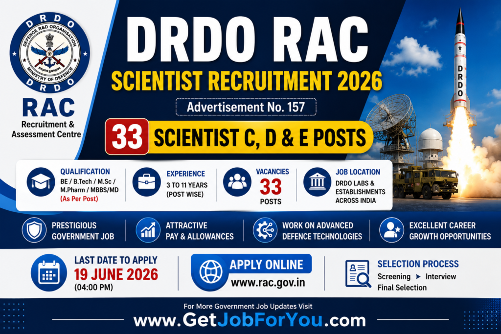DRDO RAC Scientist Recruitment 2026