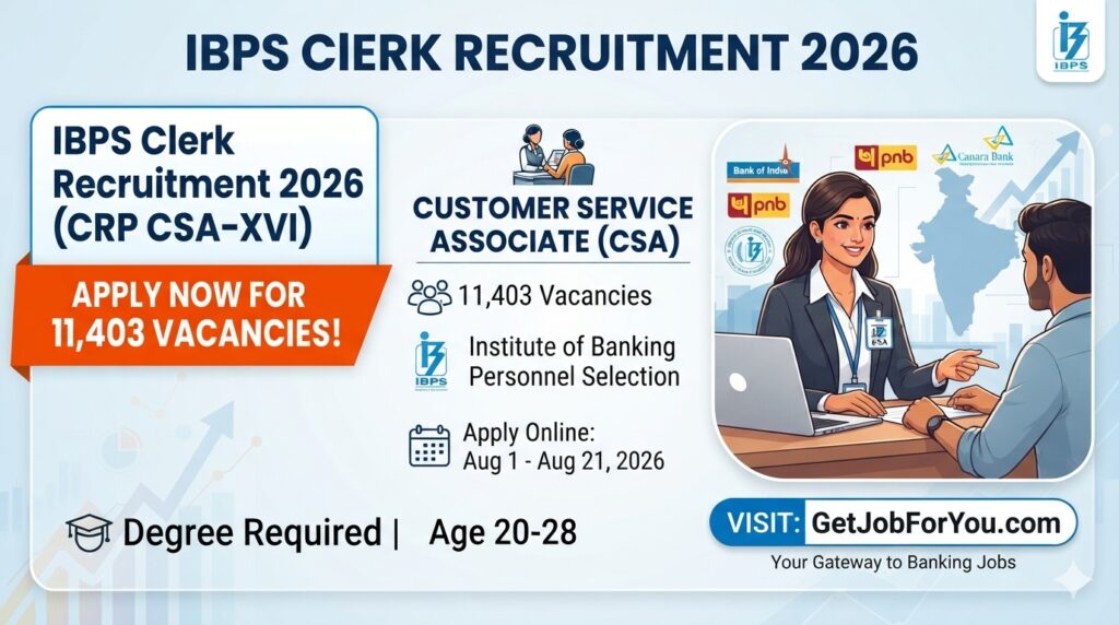 IBPS Clerk Recruitment 2026 CRP CSA XVI